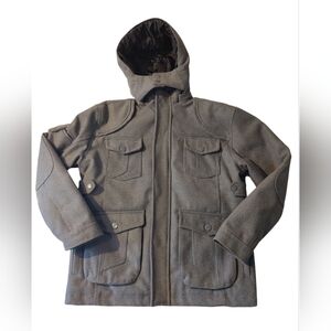PJ Mark I-FE Apparel Inc. Men's XL Military Jacket Coat w/Hood Wool Mix Grey